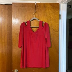 Woman Within cold shoulder top - stunning red.  New never worn.